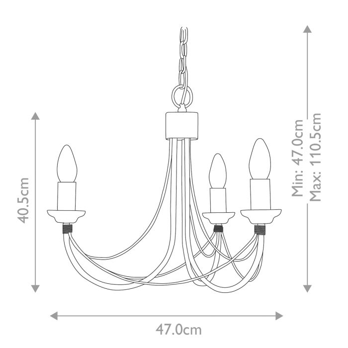 Carisbrooke 3 Light Chandelier - Comet Lighting