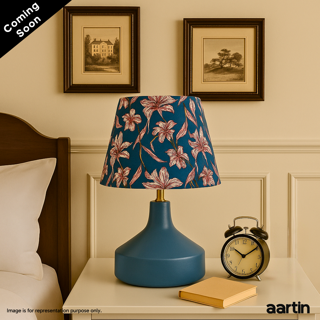 AARTIN FRANKLIN TABLE LAMP IN BLUE UNGLAZED CERAMIC (BASE ONLY)