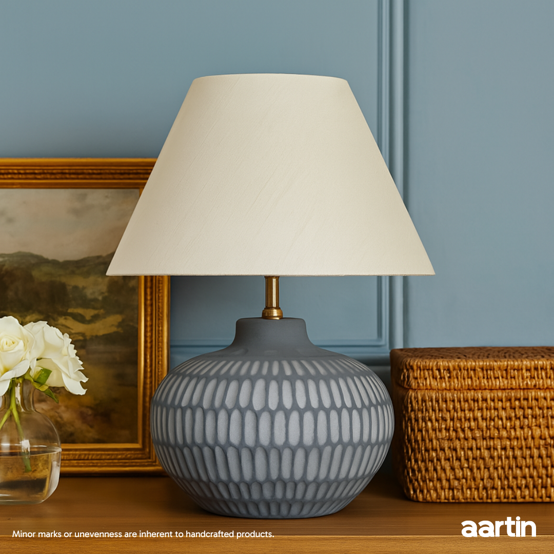 AARTIN EMPIRE ROLLED LAMPSHADE IN IVORY SILK
