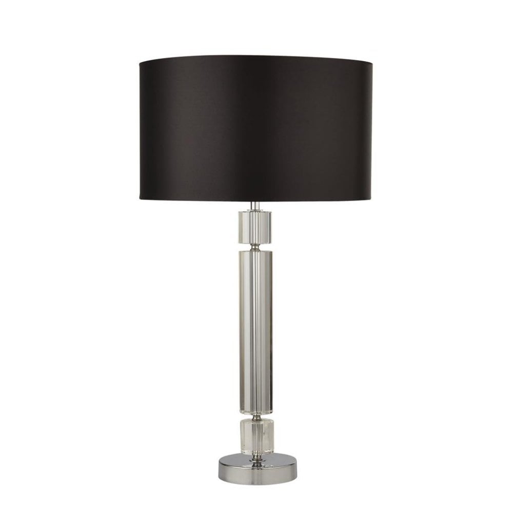 Plaford Table Lamp Chrome/Glass w/ Black Shade Silver Inner - Comet Lighting