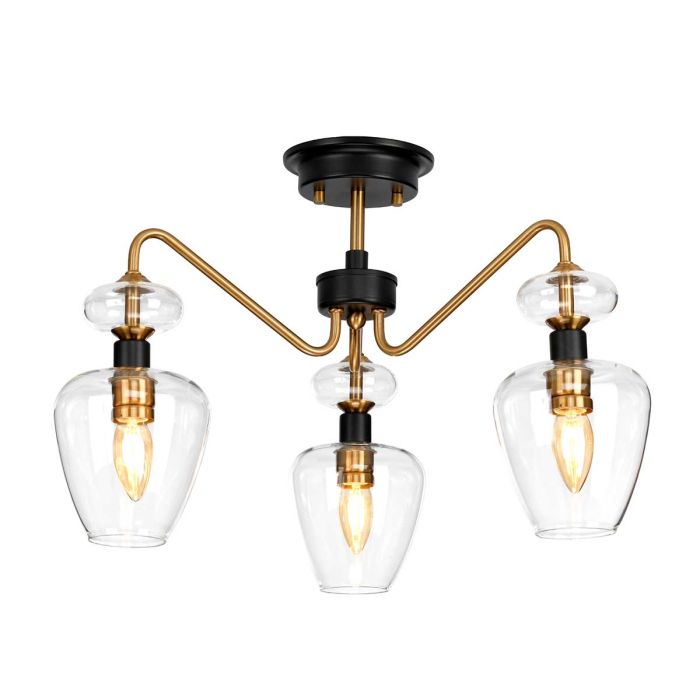 Armand 3 Light Semi Flush - Aged Brass - Comet Lighting
