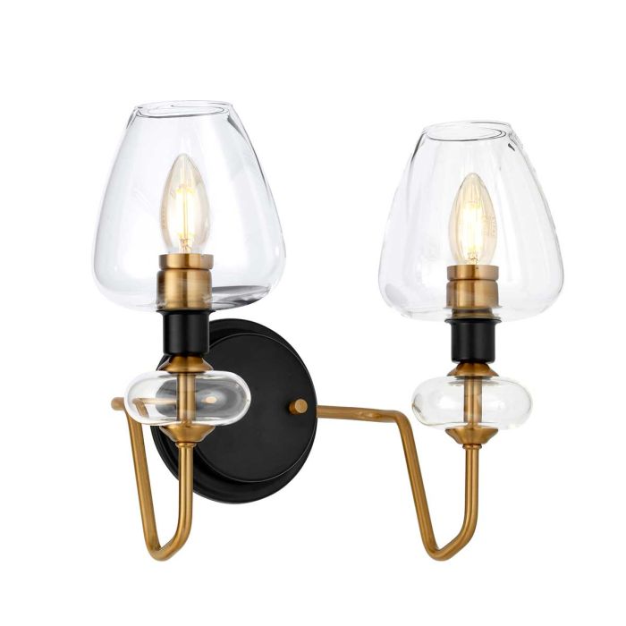 Armand 2 Light Wall Light - Aged Brass - Comet Lighting