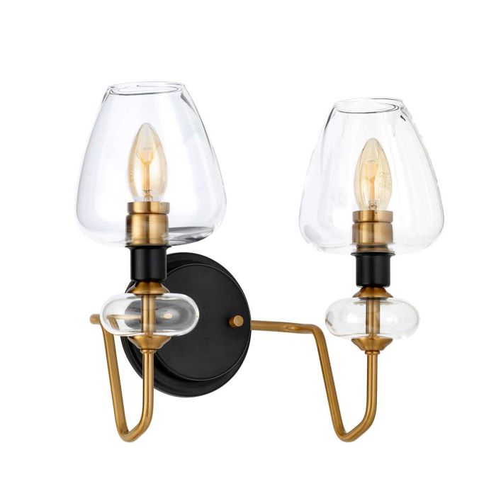 Armand 2 Light Wall Light - Aged Brass - Comet Lighting