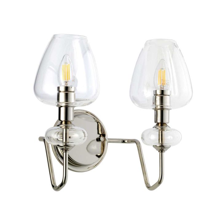 Armand 2 Light Wall Light - Polished Nickel - Comet Lighting