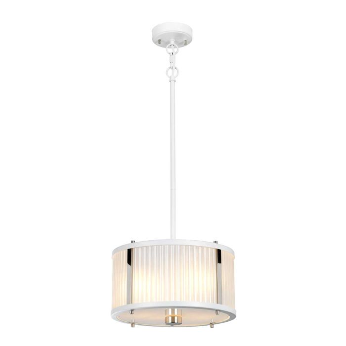 Corona 2 Light Pendant - White Polished Nickel - Comet Lighting