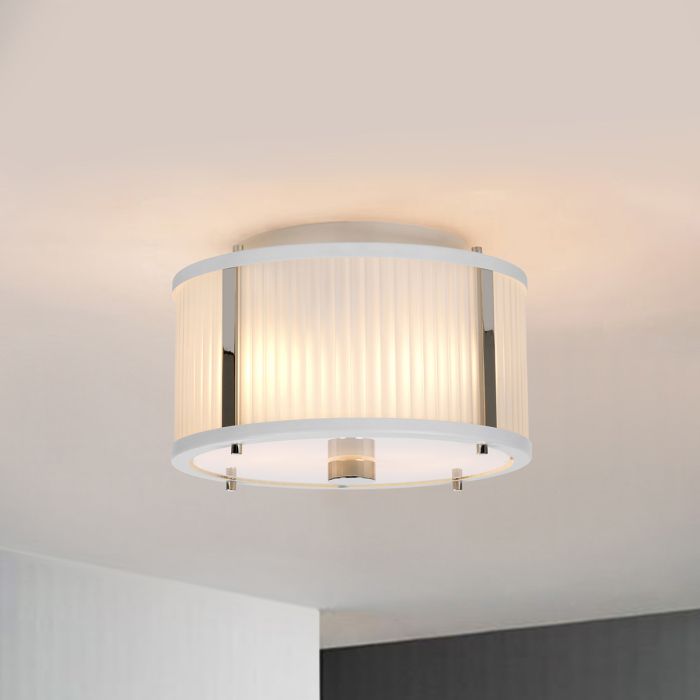 Corona 2 Light Pendant - White Polished Nickel - Comet Lighting