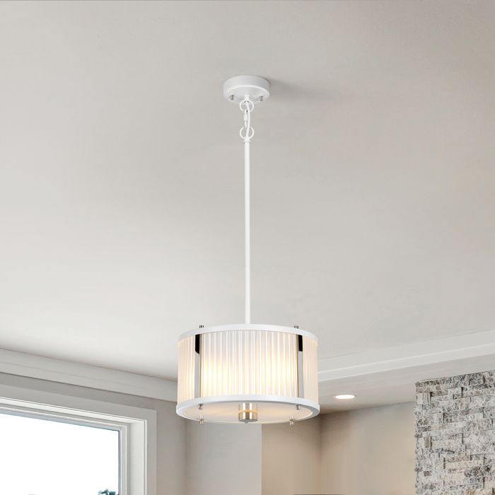 Corona 2 Light Pendant - White Polished Nickel - Comet Lighting