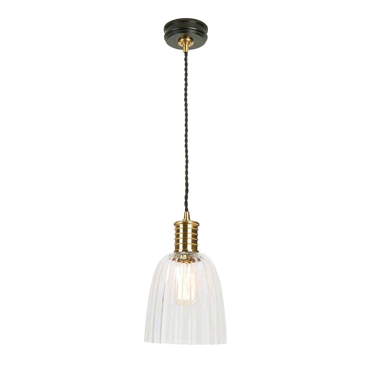 Douille 1 Light Pendant - Black/Polished Brass - Comet Lighting