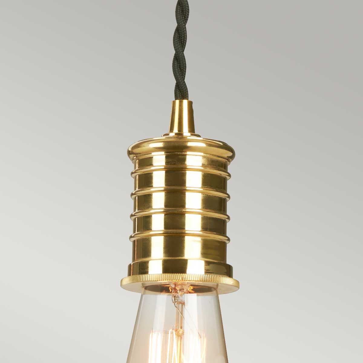 Douille 1 Light Pendant - Black/Polished Brass - Comet Lighting