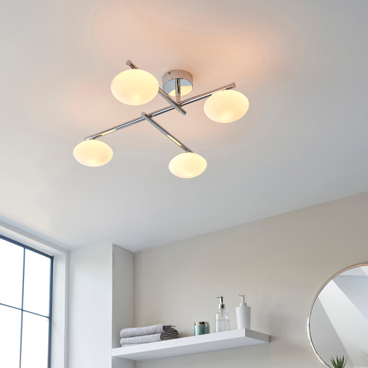 Genesee 4Lt Semi-Flush Ceiling Light Polished Chrome - Comet Lighting