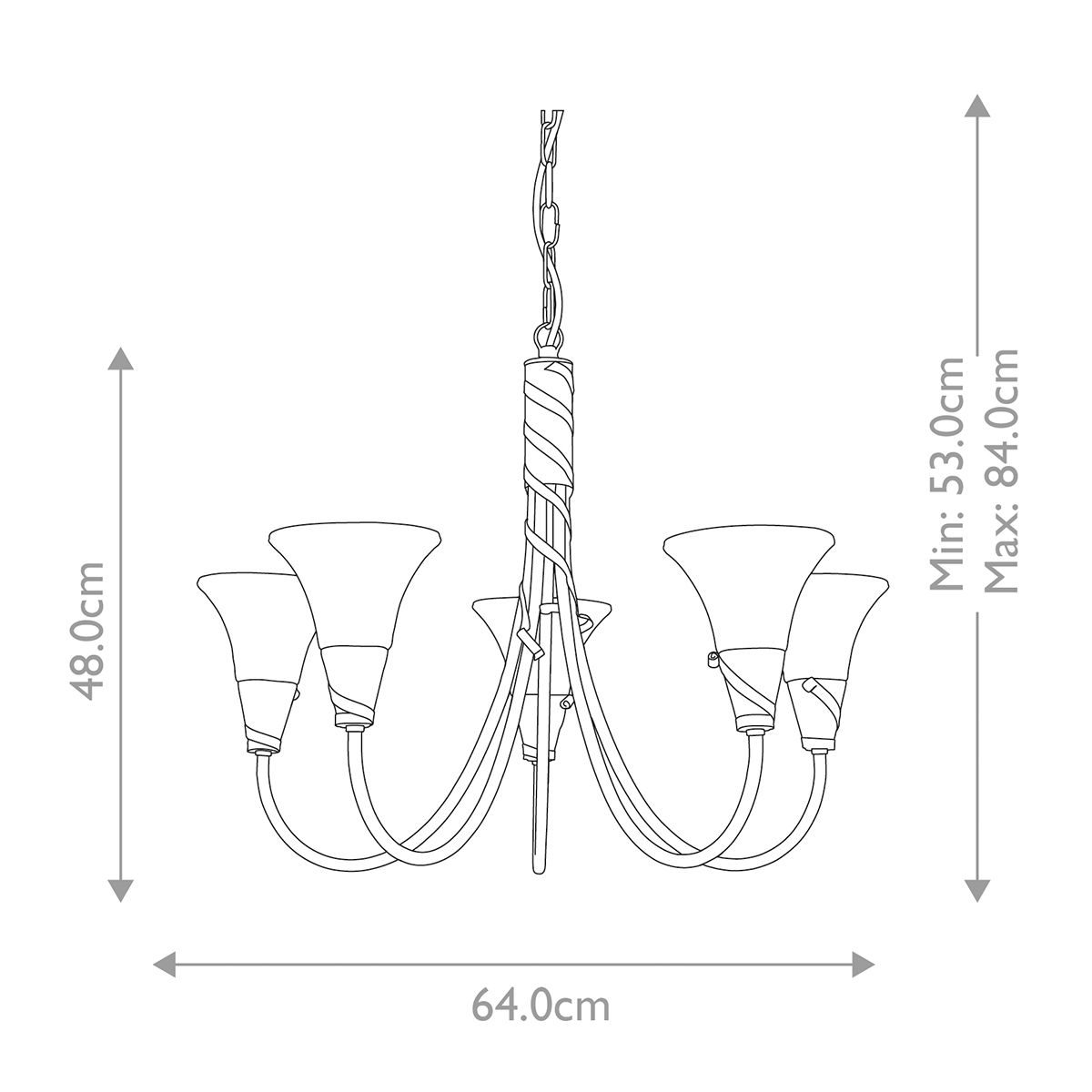 Emily 5 Light Chandelier - Copper - Comet Lighting