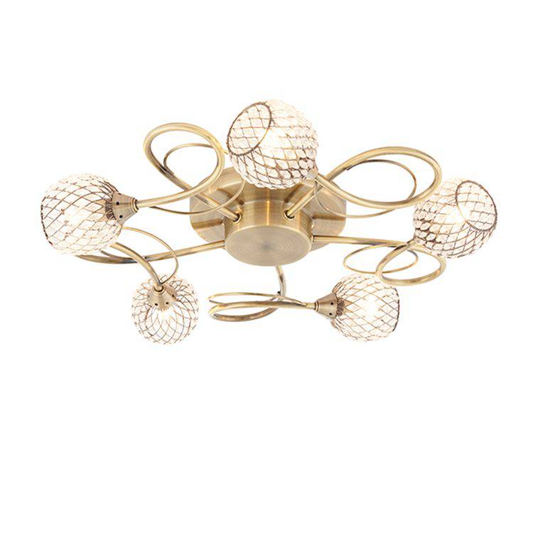 Aherne 5-Light Semi Flush Ceiling Light Antique Brass - Comet Lighting