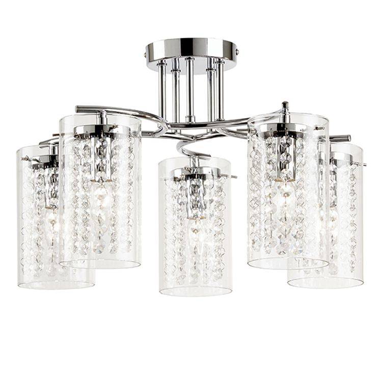 Alda 5-Light Semi Flush Ceiling Light Chrome - Comet Lighting