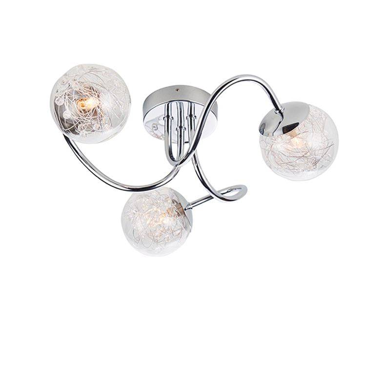 Auria 3-Light Semi Flush Ceiling Light Chrome - Comet Lighting