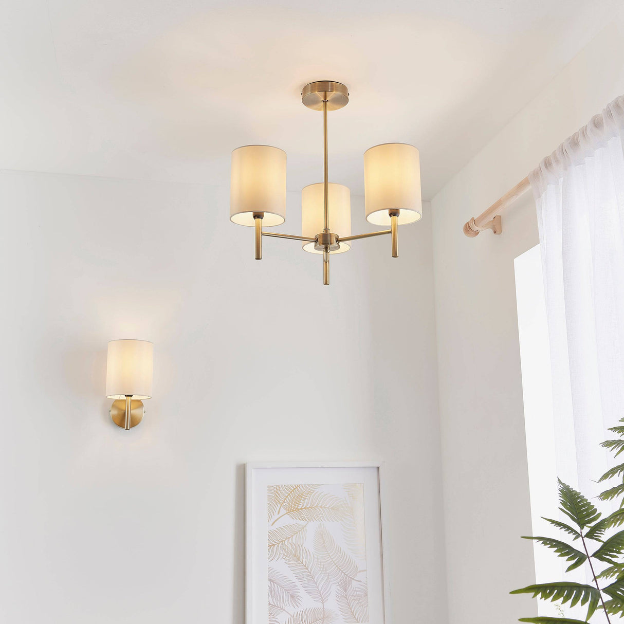 Brio 3-Light Semi Flush Ceiling Light Antique Brass - Comet Lighting