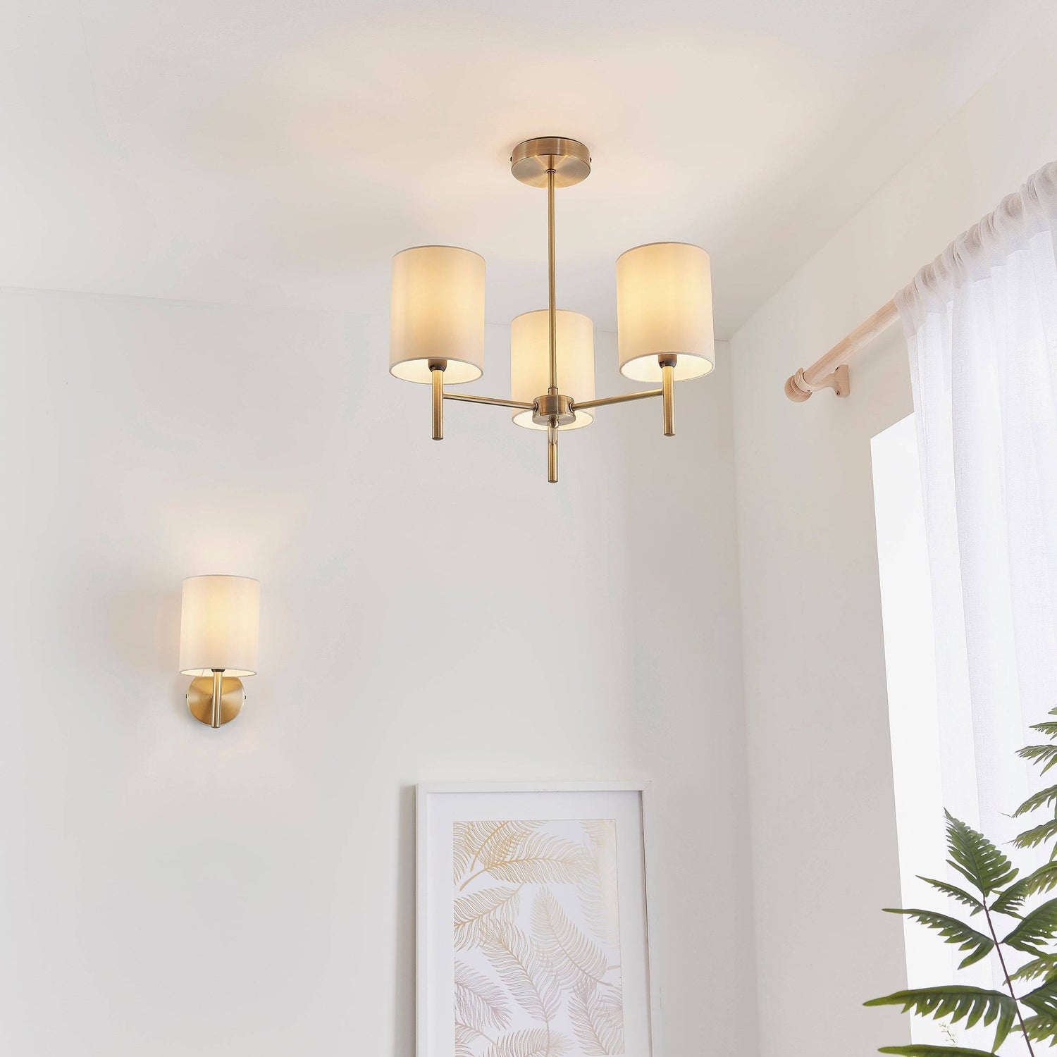 Brio 3-Light Semi Flush Ceiling Light Antique Brass - Comet Lighting