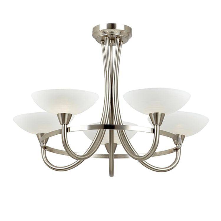 Cagney 5-Light Semi Flush Ceiling Light Satin Chrome - Comet Lighting