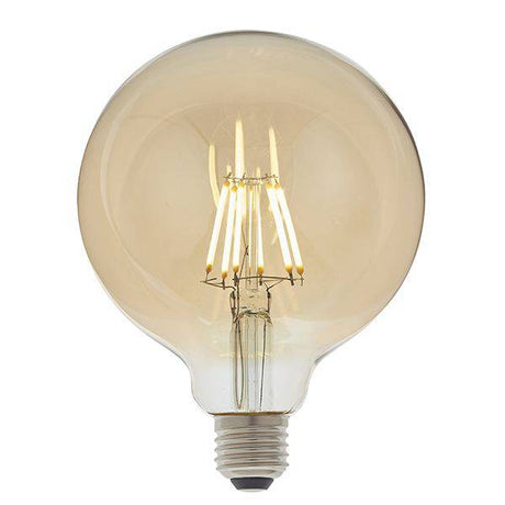 Endon E27 LED Filament 125mm Globe Amber 6w 2500k 550lm Dimmable - Comet Lighting