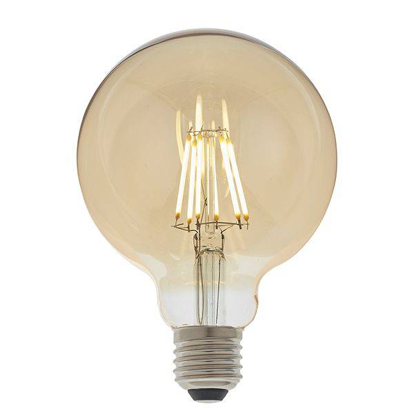 Endon E27 LED Filament 95mm Globe Amber 6w 2500k 550lm Dimmable - Comet Lighting