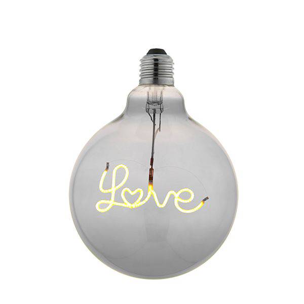 Endon E27 LED Filament Love Down 120mm Globe Smoked 2w 2200k 70lm - Comet Lighting