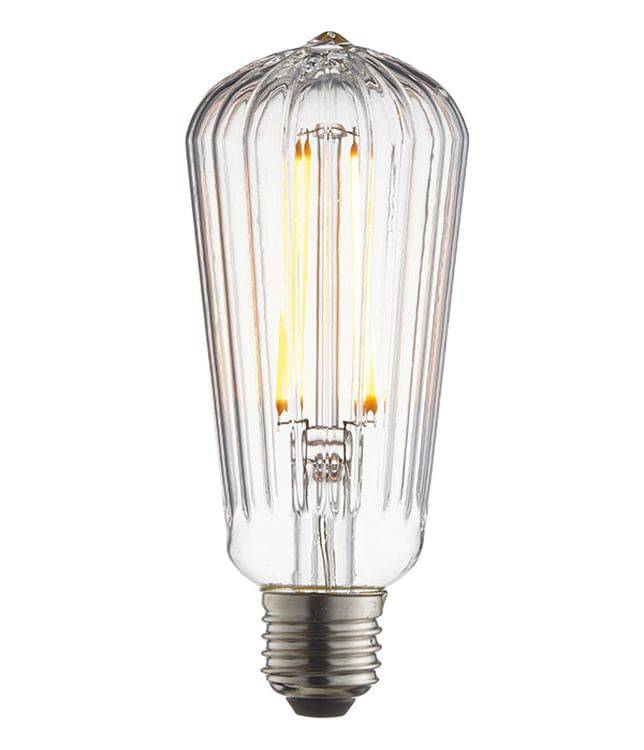 Endon E27 LED Filament Ribbed Pear Shaped 4w 2200k 450lm - Comet Lighting