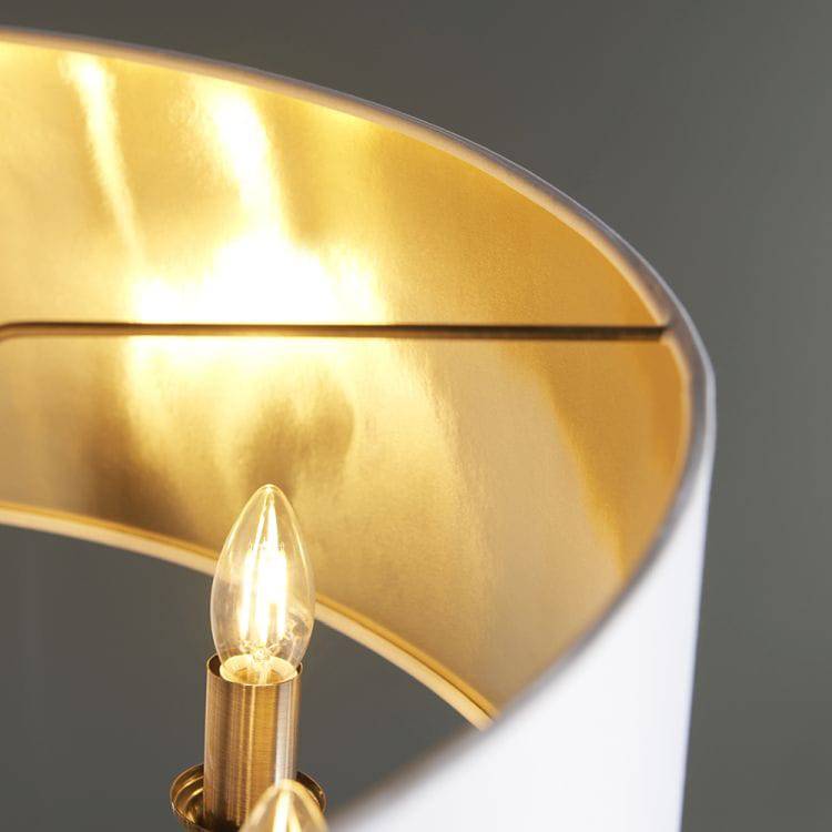 Highclere 8Lt Pendant Antique Brass w/ White Shade - Comet Lighting