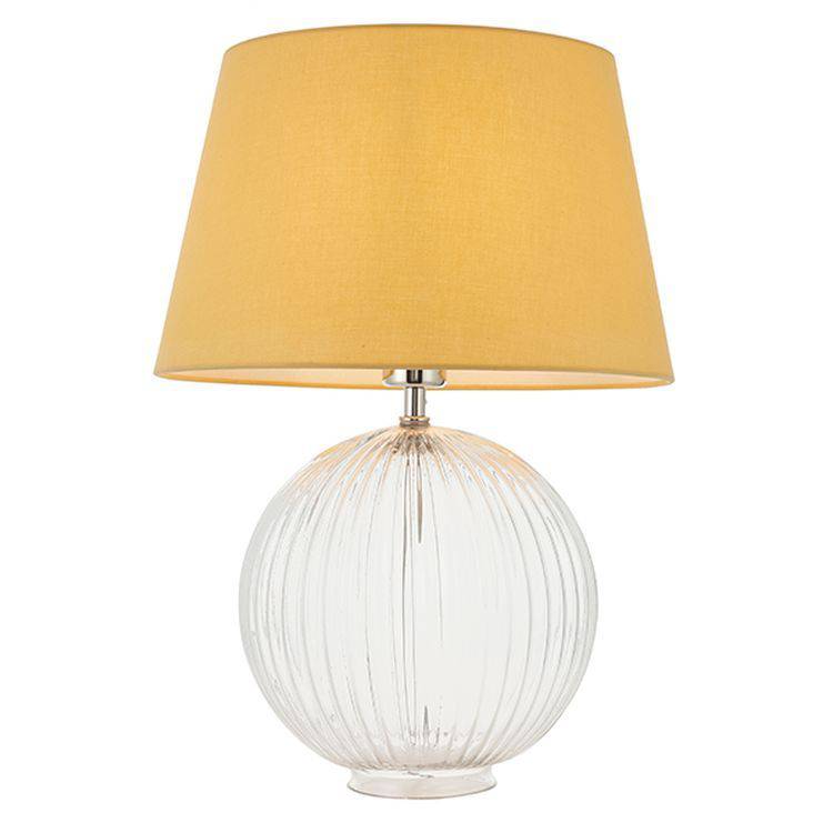Jemma Clear Table Lamp & Evie Yellow Shade - Comet Lighting