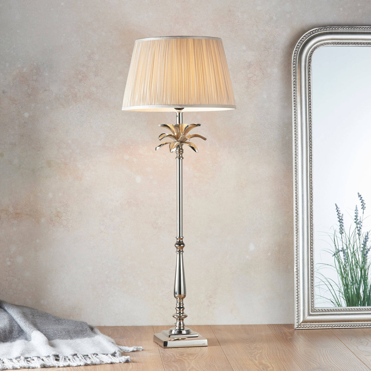 Leaf Tall Table Lamp & Freya Oyster Shade - Comet Lighting
