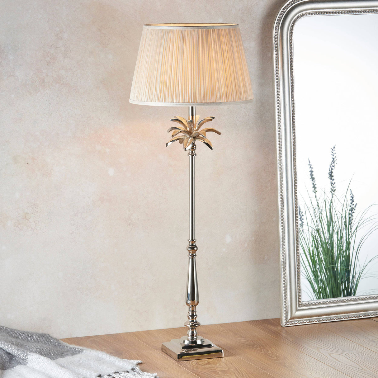 Leaf Tall Table Lamp & Freya Oyster Shade - Comet Lighting