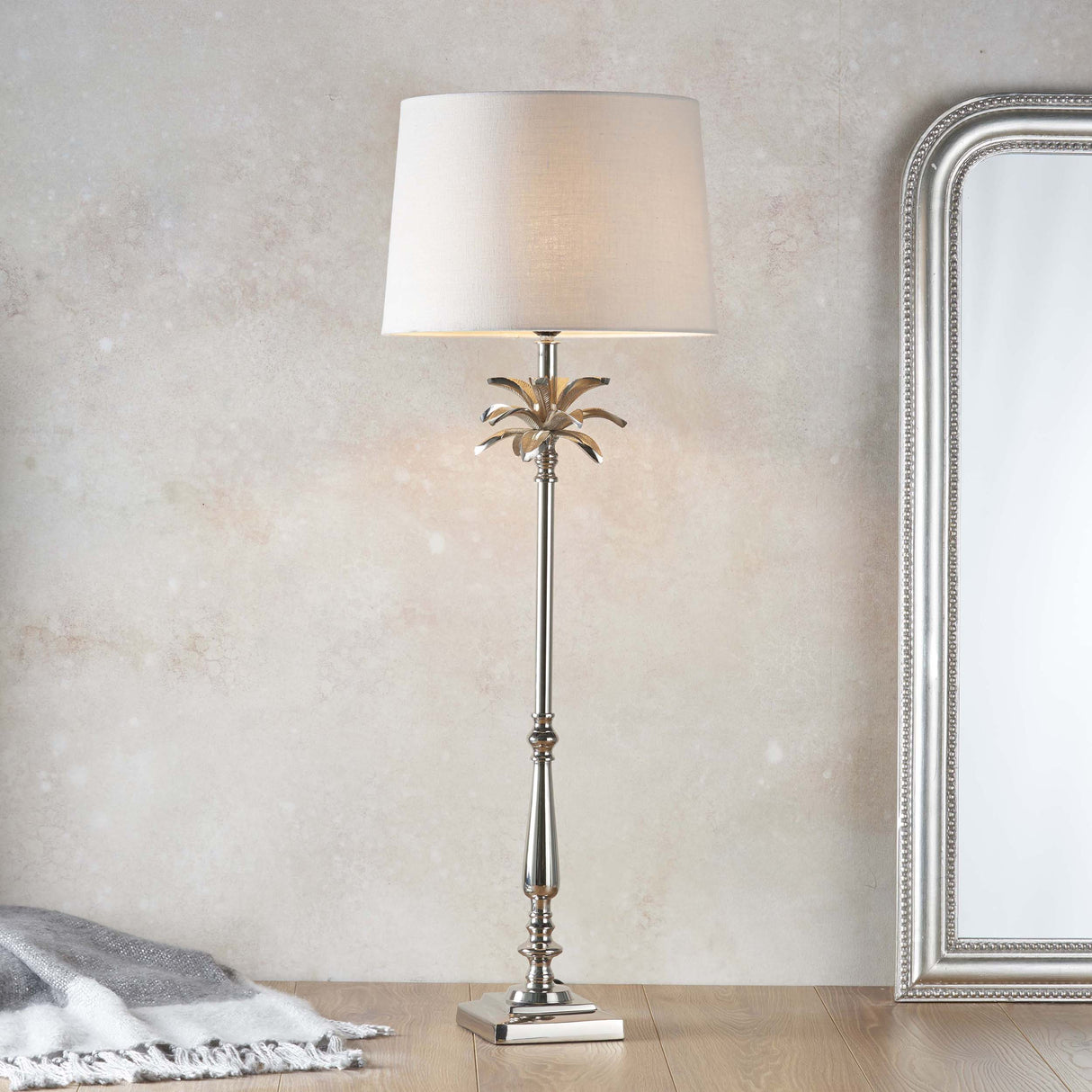 Leaf Tall Table Lamp & Mia Natural Shade - Comet Lighting