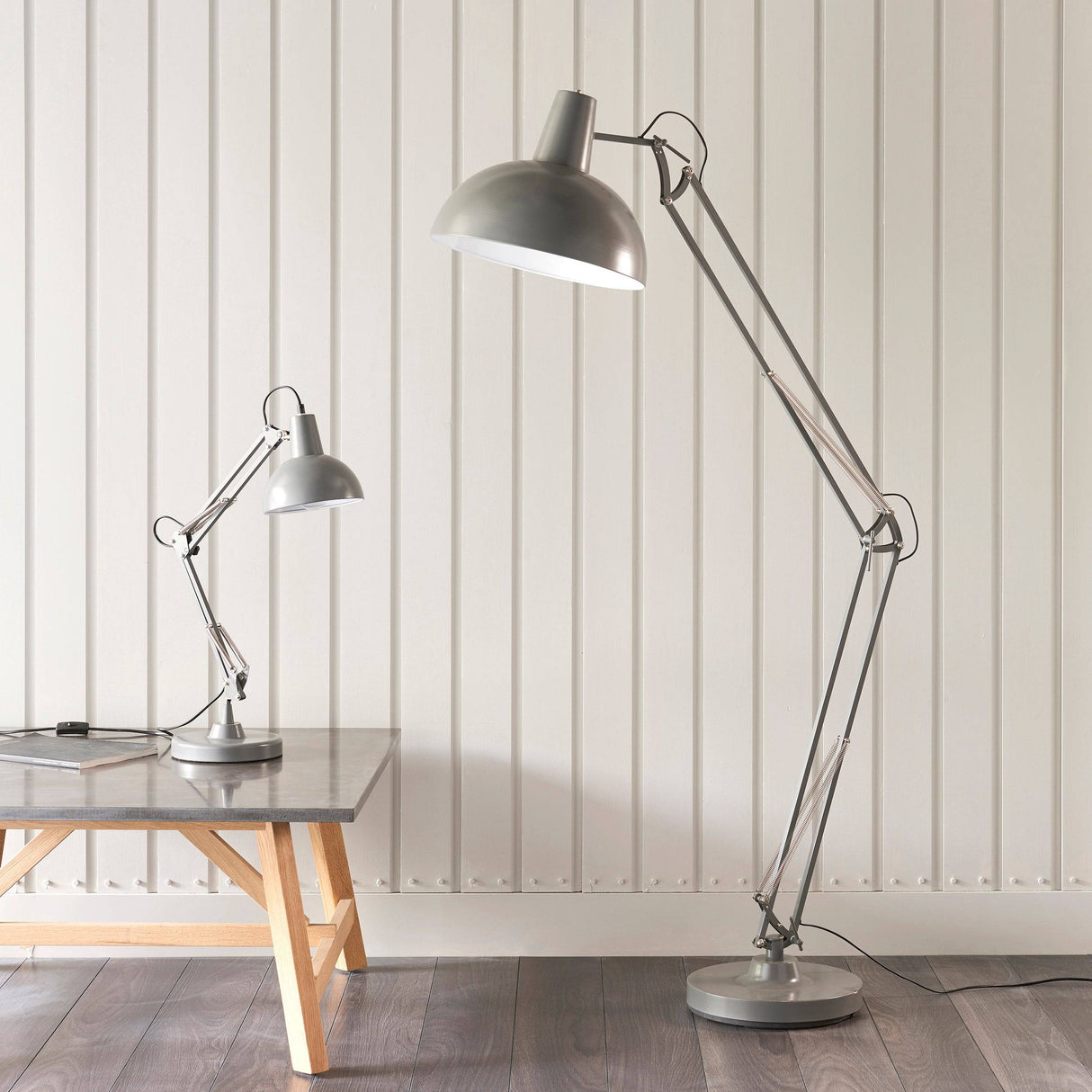 Marshall Task Table Lamp Grey/White - Comet Lighting