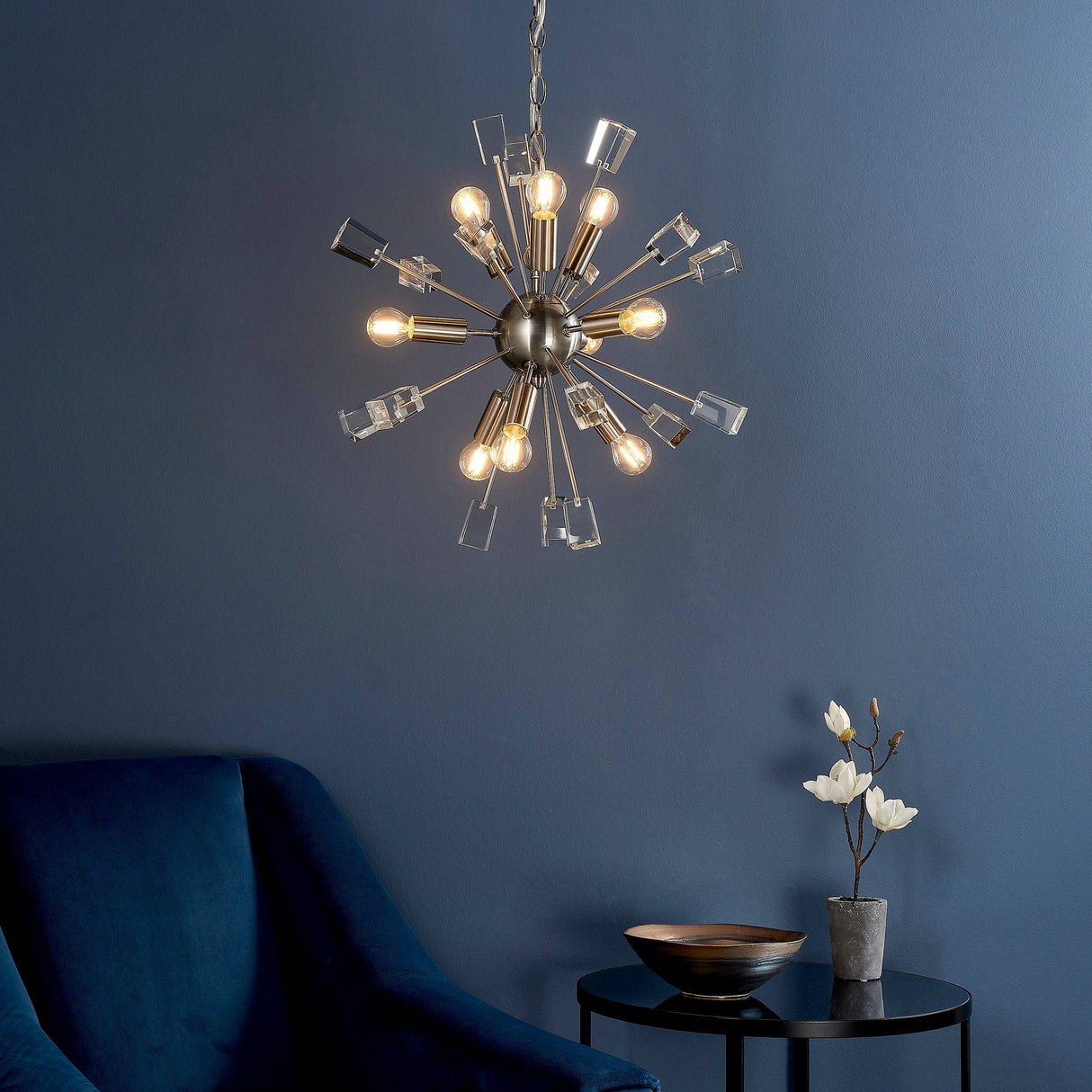 Miro 9-Light Pendant Ceiling Light Satin Nickel - Comet Lighting