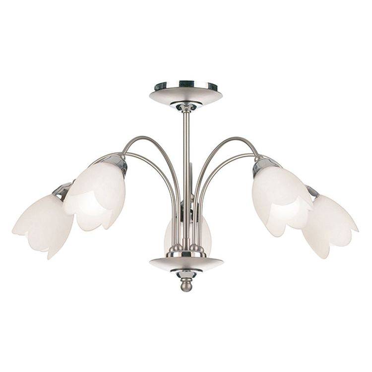 Petal 5-Light Semi Flush Ceiling Light Chrome - Comet Lighting