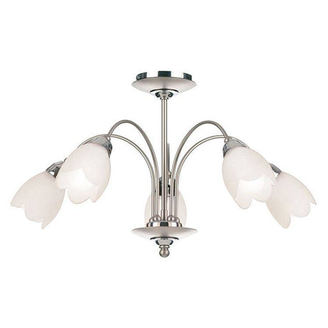 Petal 5-Light Semi Flush Ceiling Light Chrome - Comet Lighting