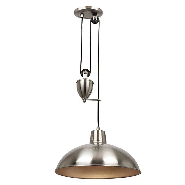 Polka Rise & Fall Pendant Ceiling Light Satin Nickel - Comet Lighting