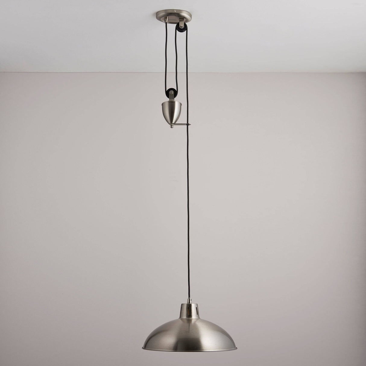 Polka Rise & Fall Pendant Ceiling Light Satin Nickel - Comet Lighting