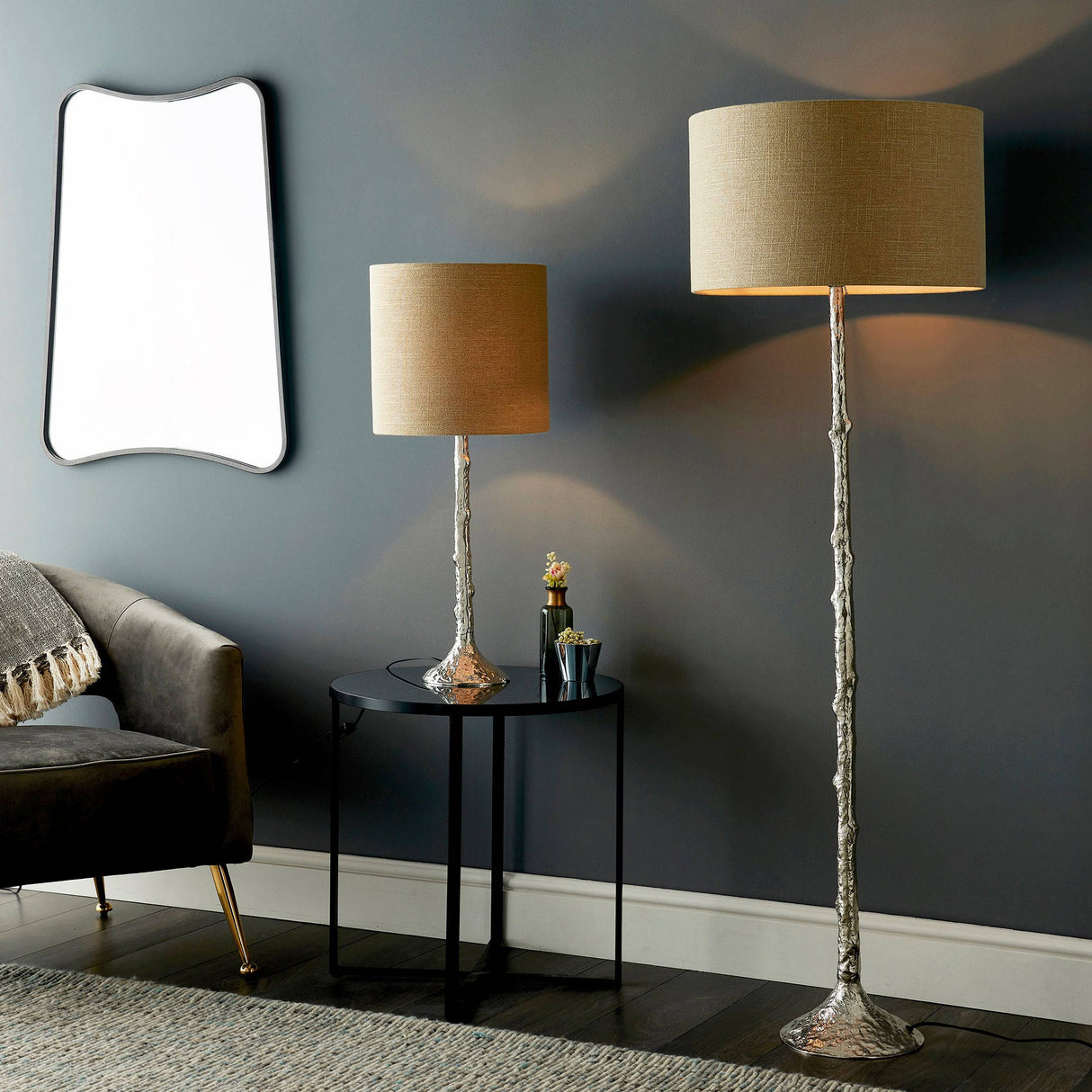 Rion Floor Lamp Base Polished aluminium - Comet Lighting
