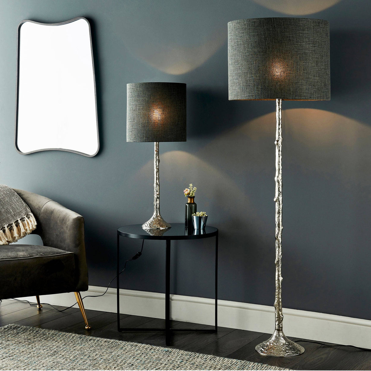 Rion Floor Lamp Base Polished aluminium - Comet Lighting