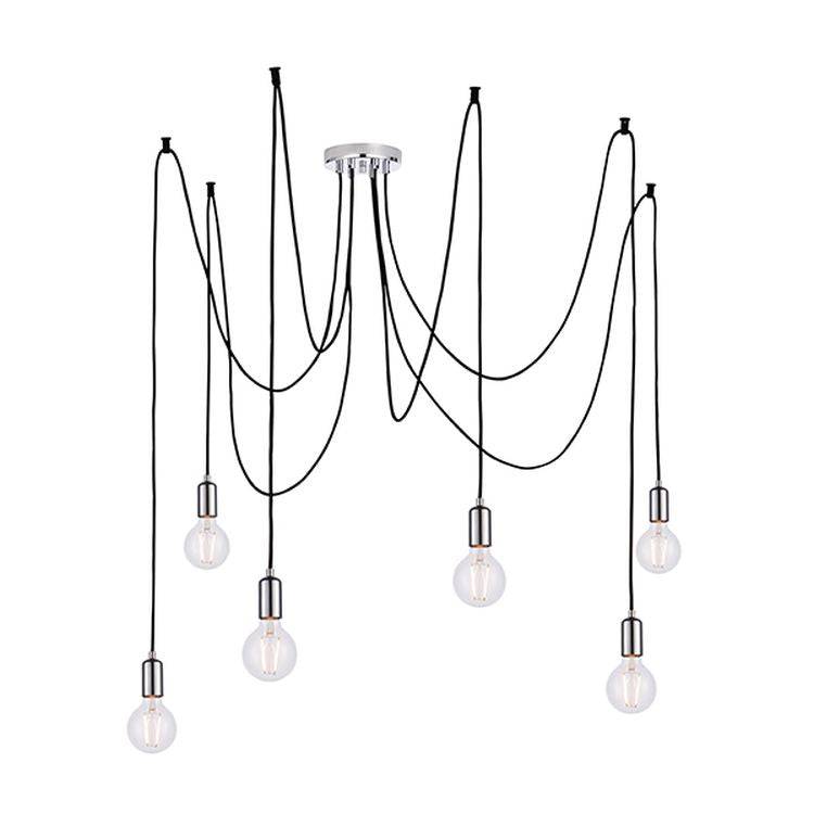 Studio 6-Light Pendant Ceiling Light Chrome - Comet Lighting