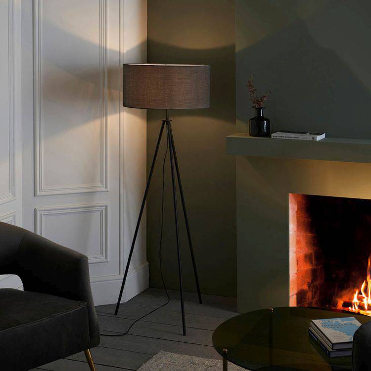 Tripod Matt Black & 20 inch Black Shade - Comet Lighting