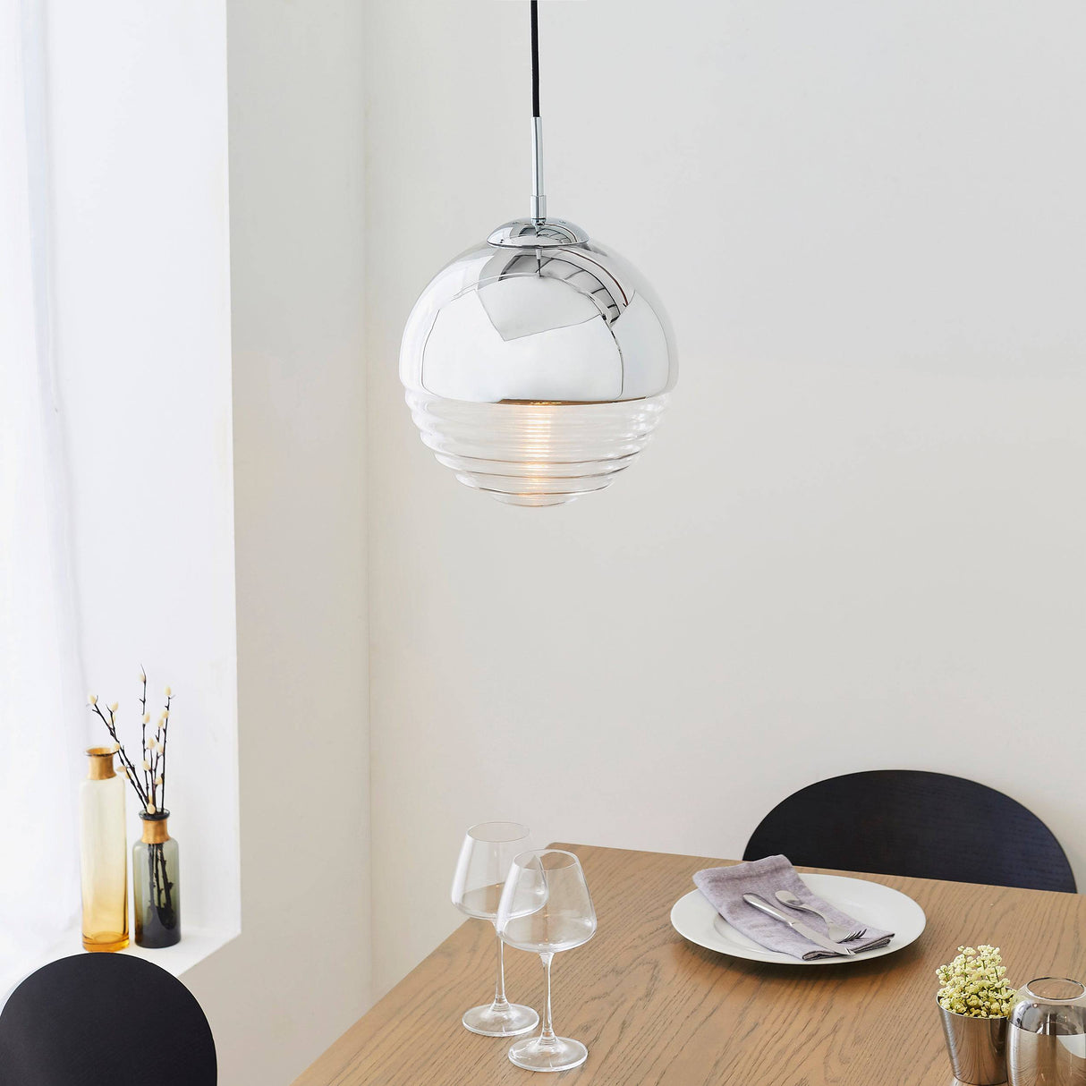 Paloma Pendant Ceiling Light Chrome - Comet Lighting