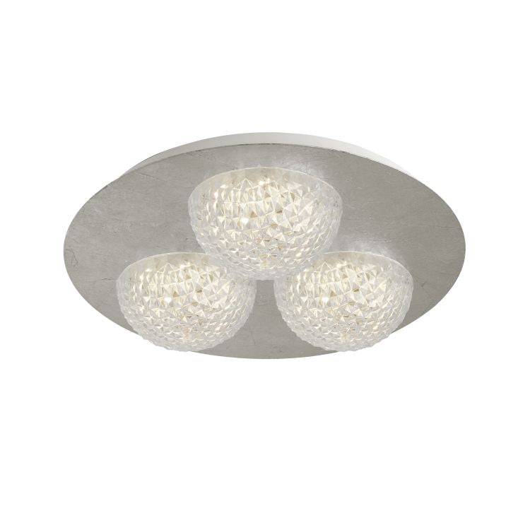 Pomeroy 3Lt Round LED Ceiling Light - Silver Leaf - Comet Lighting