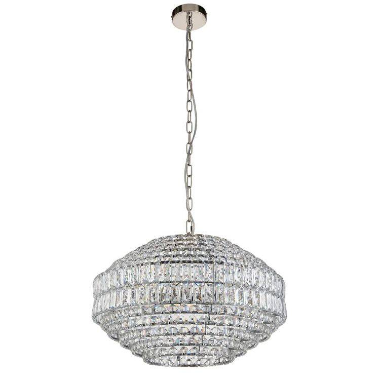 Ubangi 5Lt Pendant Ceiling Light Bright Nickel w/ Clear Crystal Glass - Comet Lighting