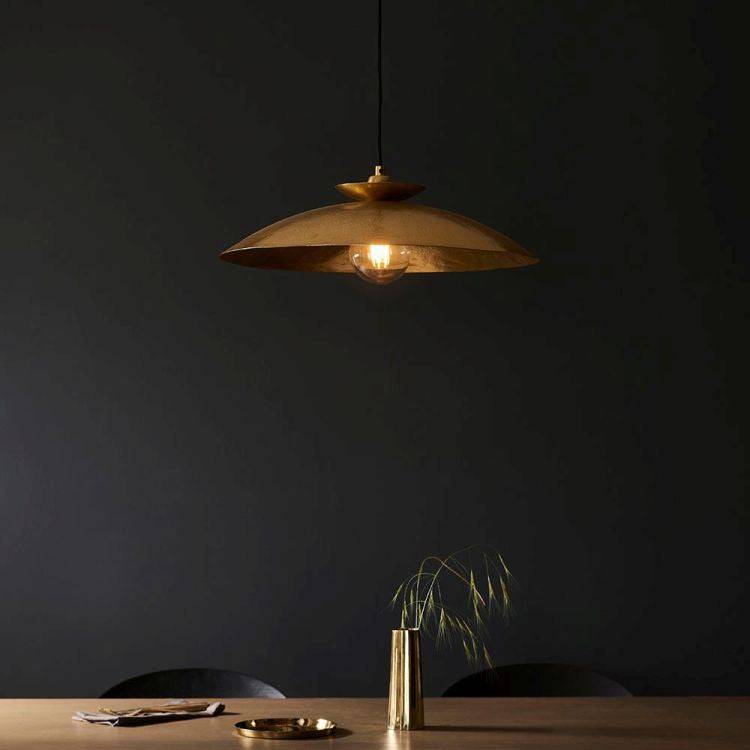 Vitim Disc Pendant Ceiling Light Brass Hammered - Comet Lighting