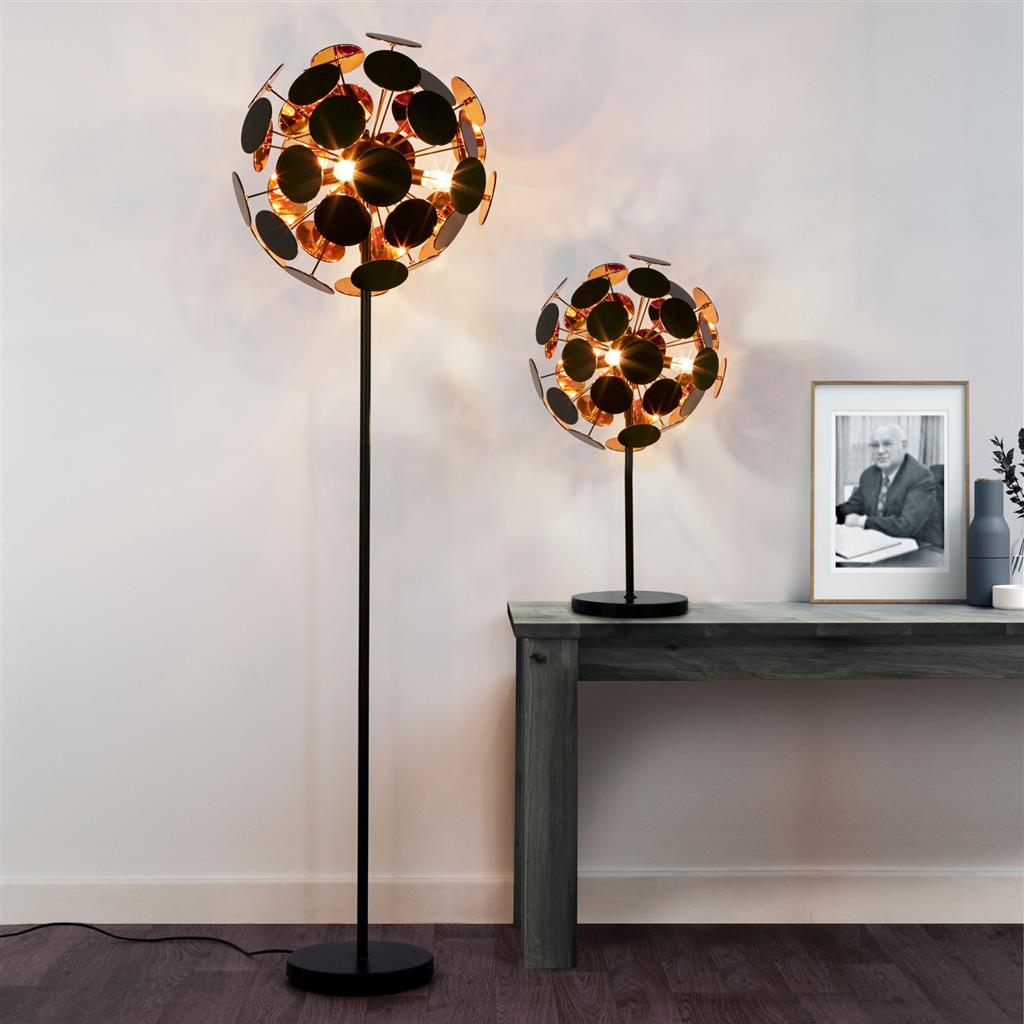 Gappah 4Lt Floor Lamp Black/Gold - Comet Lighting