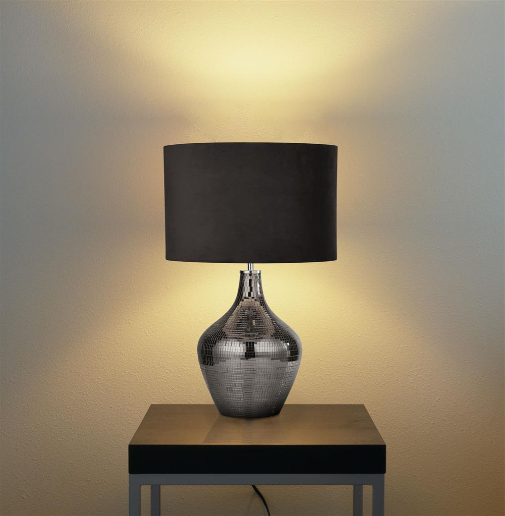 Tableau Smoked Mosaic Table Lamp w/ Brown Suede Shade - Comet Lighting