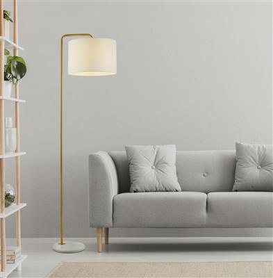 Searchlight Hangman Gold Floor Lamp With White Marble Base - Comet Lighting