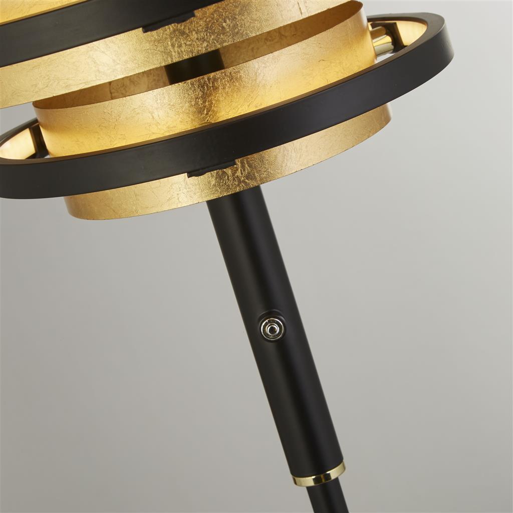 Filleigh 5Lt LED Floor Lamp Black/Gold Leaf - Comet Lighting