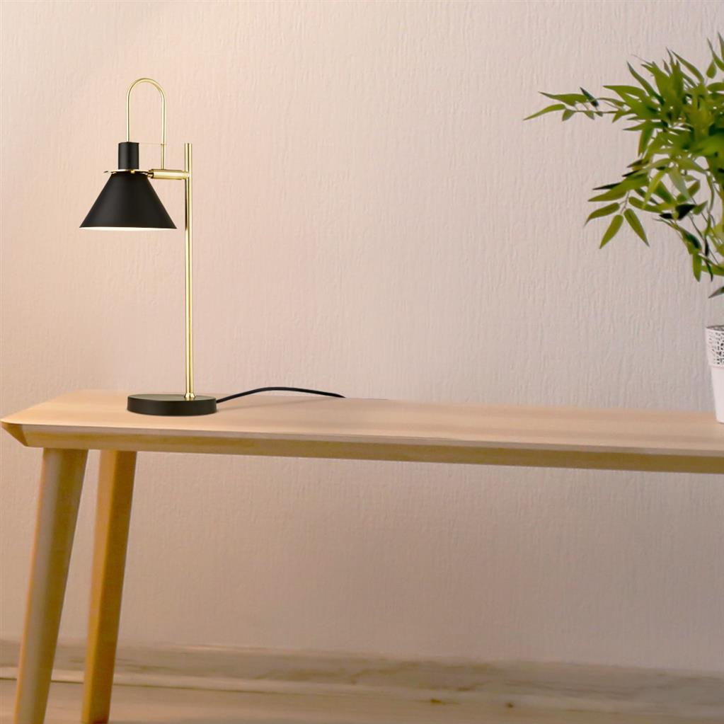 Trusham 1Lt Table Lamp - Black/Brass - Comet Lighting