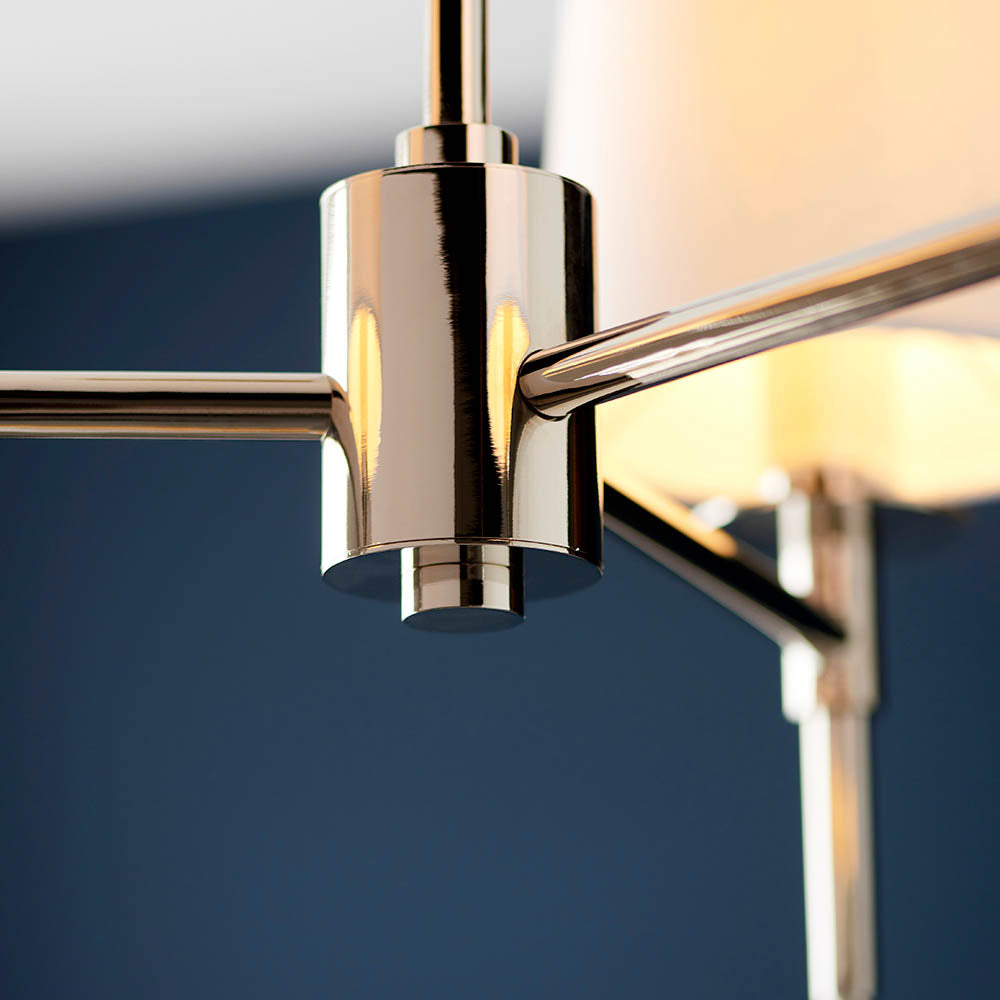Derwent 3Lt Pendant Ceiling Light Bright Nickel w/ Tapered Shades